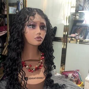Black Curly pre styled  Lace Front Wig